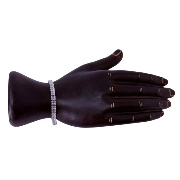 Slider Tennis Bracelet Sterling Overlay Made with Swarovski Baguette Crystals - Picture 8 of 16